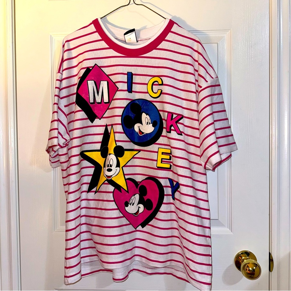 Vintage Striped Mickey Mouse Graphic Tee
